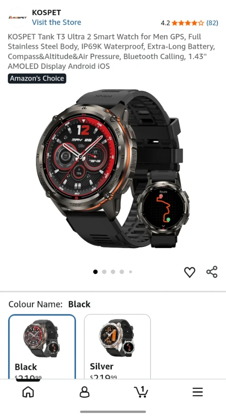 Kospet Tank T3 Ultra 2 Smartwatch - Black