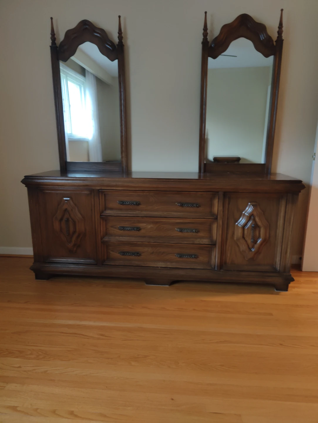Vintage Wood Dresser with Mirror