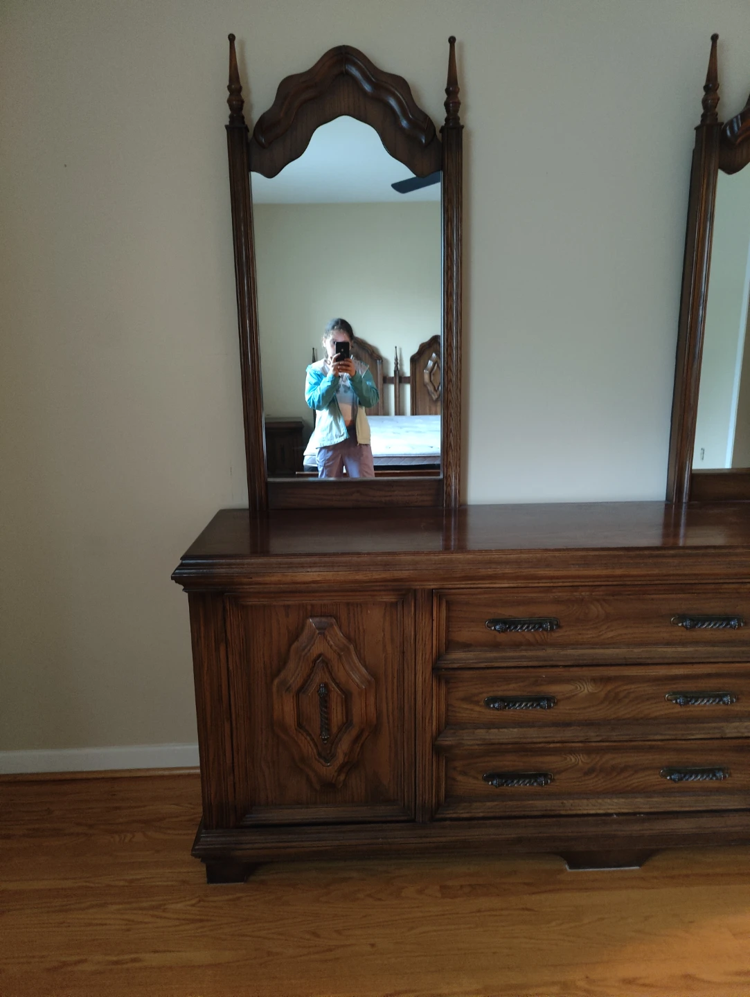 Vintage Wood Dresser with Mirror - photo 2