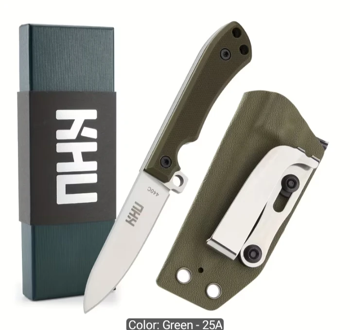 Brand New KHU Fixed Blade Camping Knife - Green