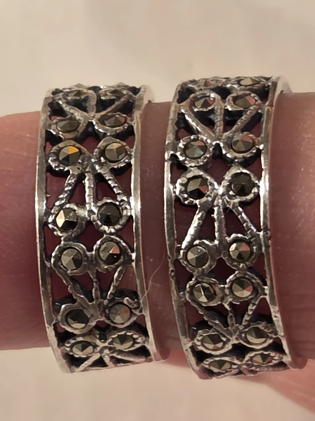 Assorted Sterling Silver Hoop Earrings with Marcasite - photo 3