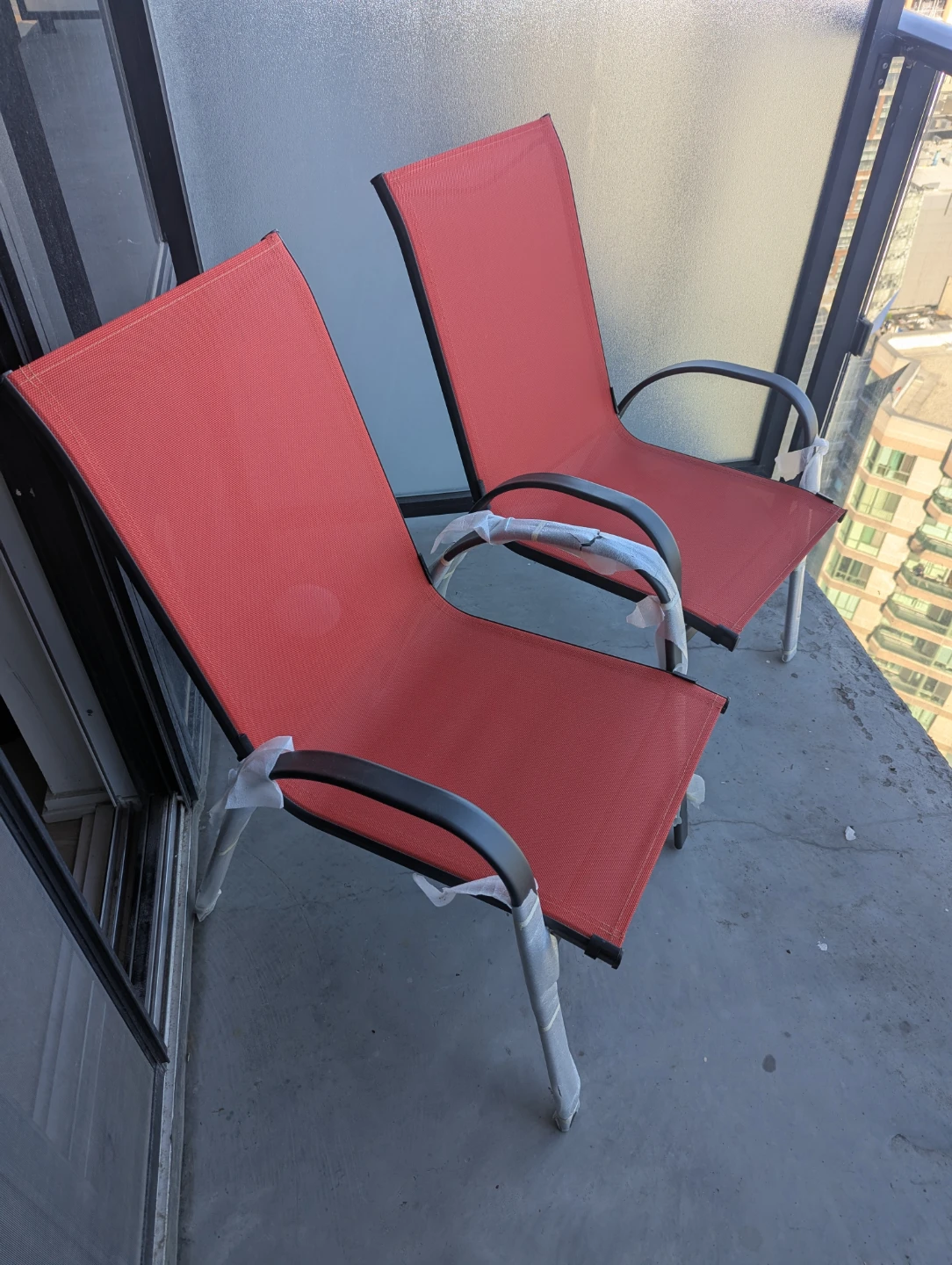 2 Red Outdoor Patio Chairs