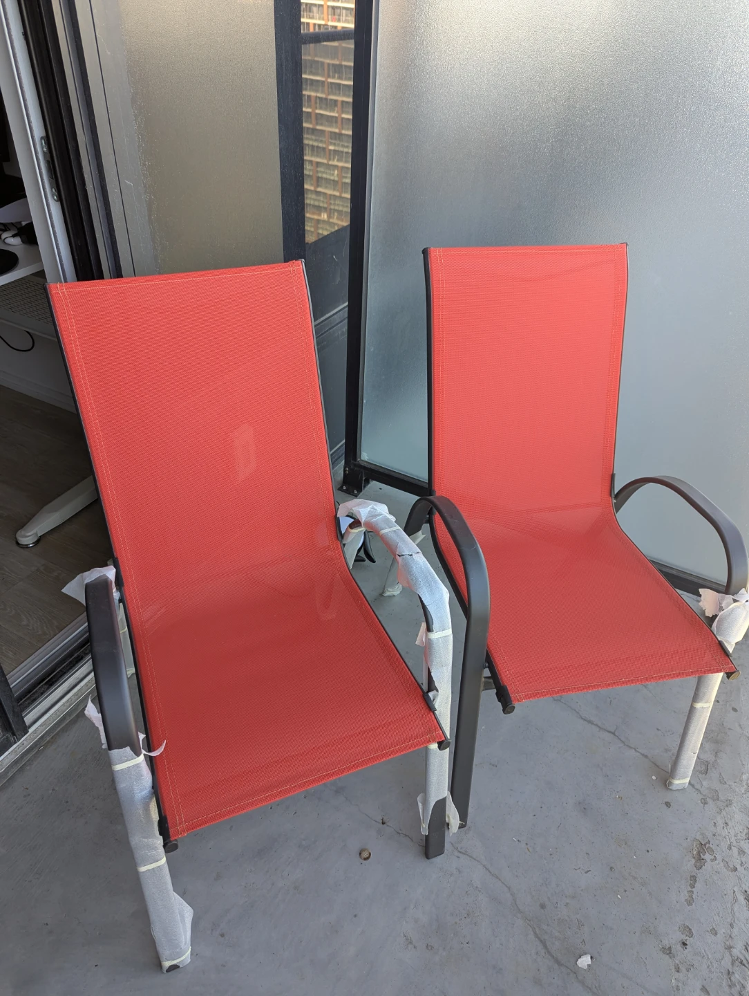 2 Red Outdoor Patio Chairs - photo 2