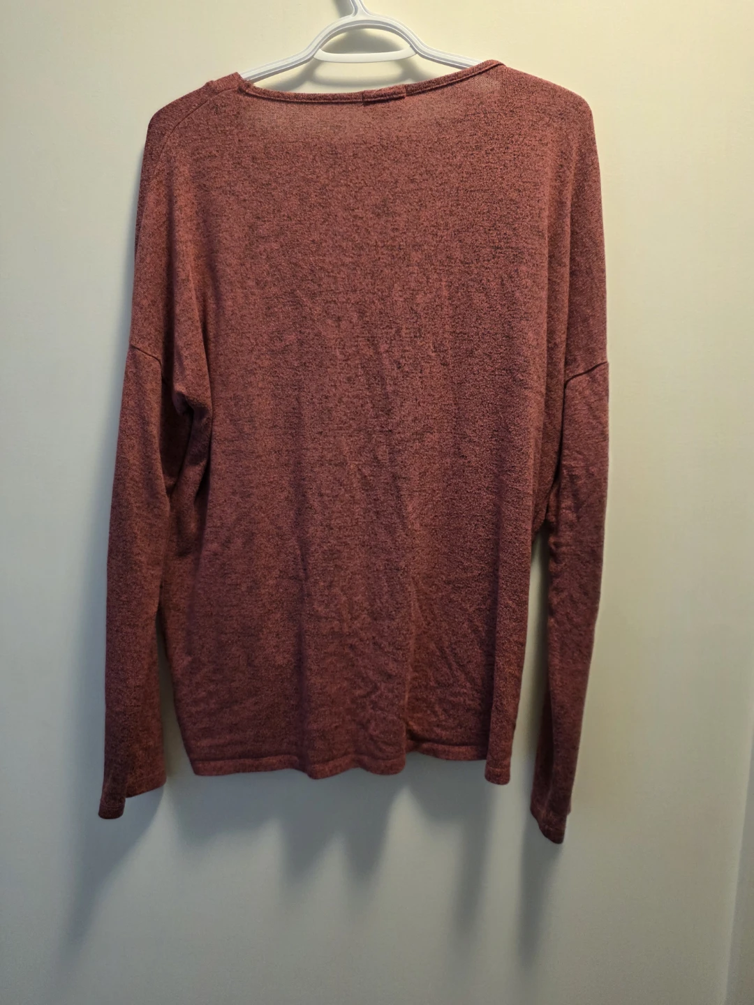 ARDENE V-Neck Knot Front Top - Burgundy Marl - Size M - photo 2