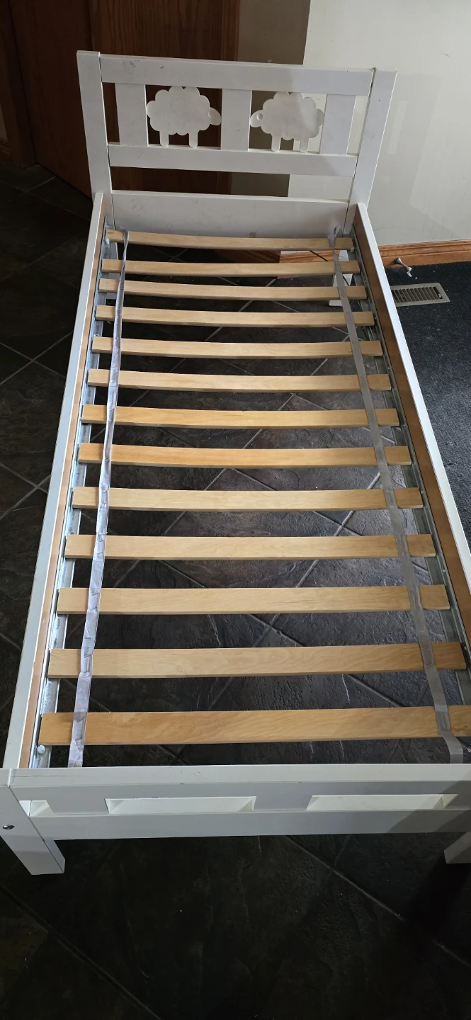White Twin Bed Frame with Sheep Detail