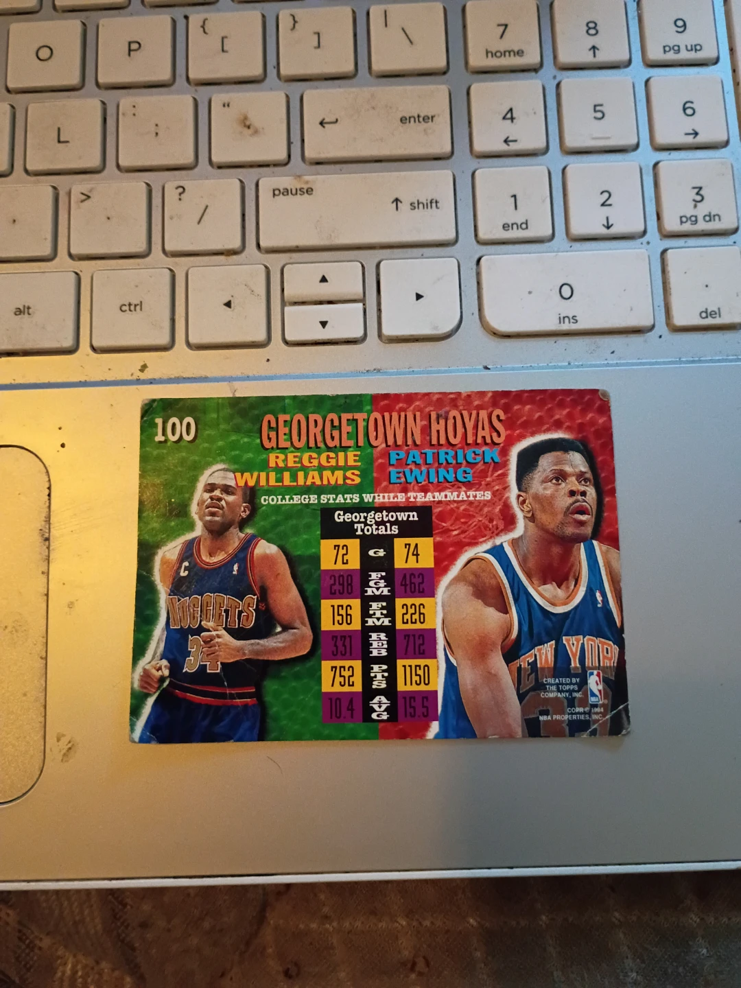 1987 Georgetown hoyas Patrick Ewing and Reggie Williams card