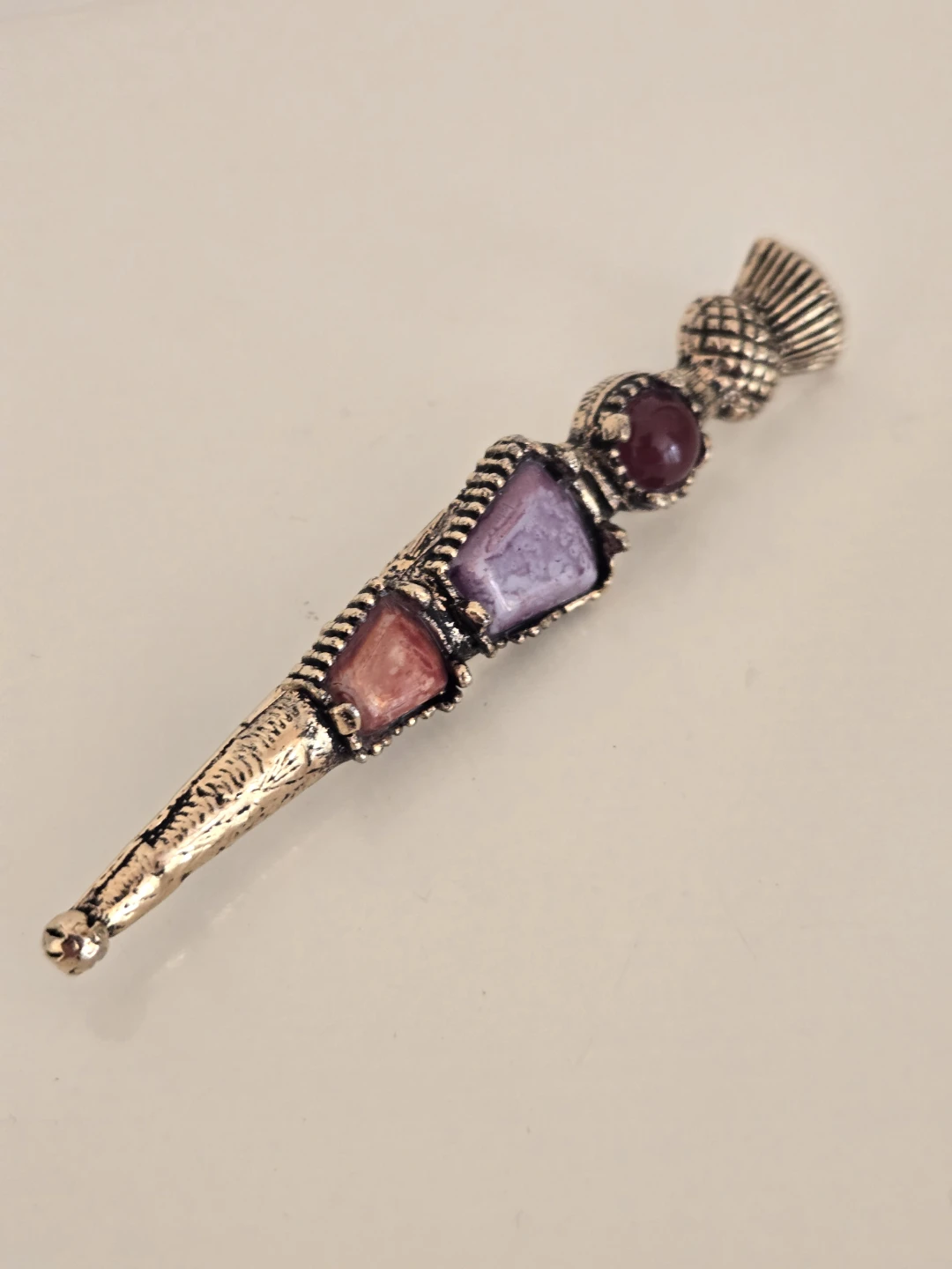Vintage Brooch Kilt Pin with Stones