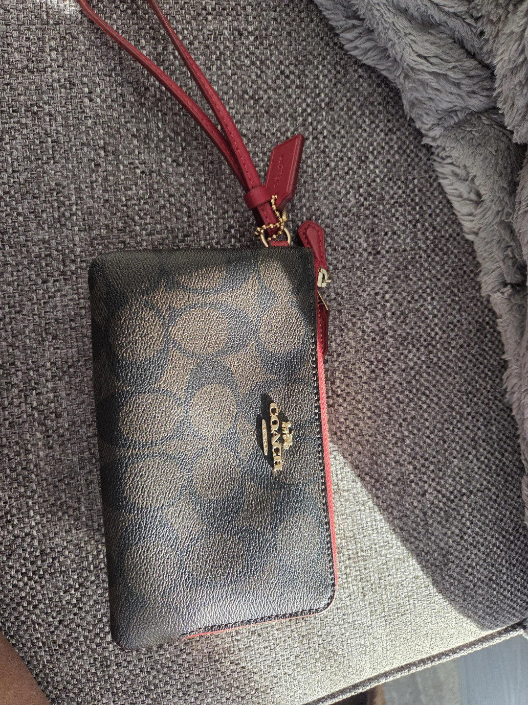 Coach Signature Wristlet - Brown/Red - photo 2