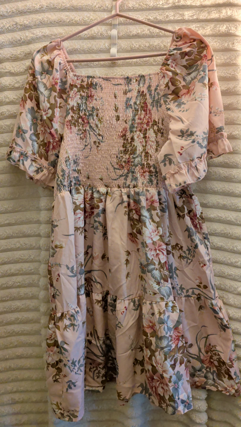 Pink Floral Smocked Dress
