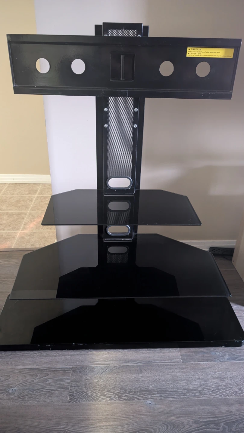 Black Glass TV Stand with Shelves
