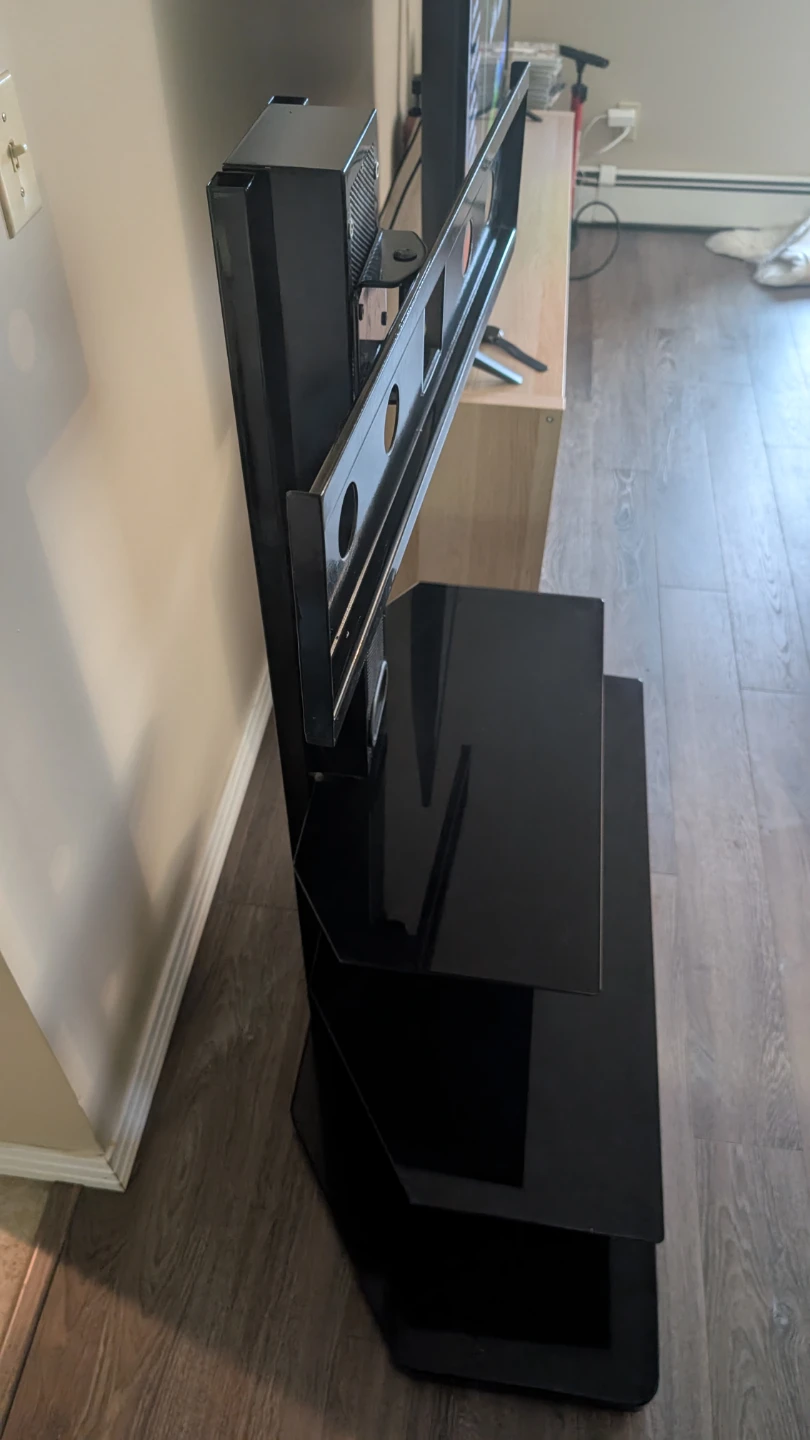 Black Glass TV Stand with Shelves - photo 2