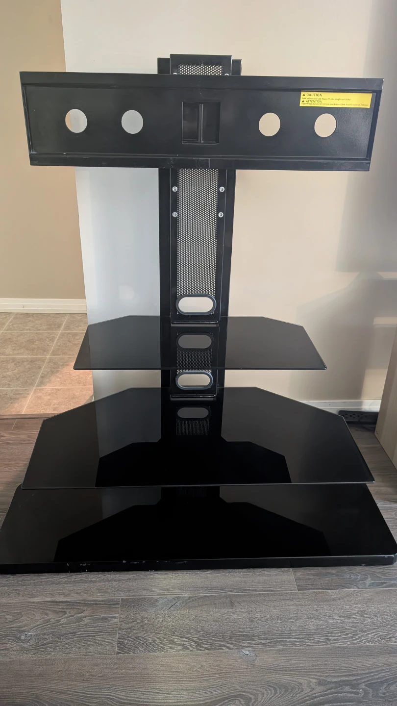 Black Glass TV Stand with Shelves - photo 3