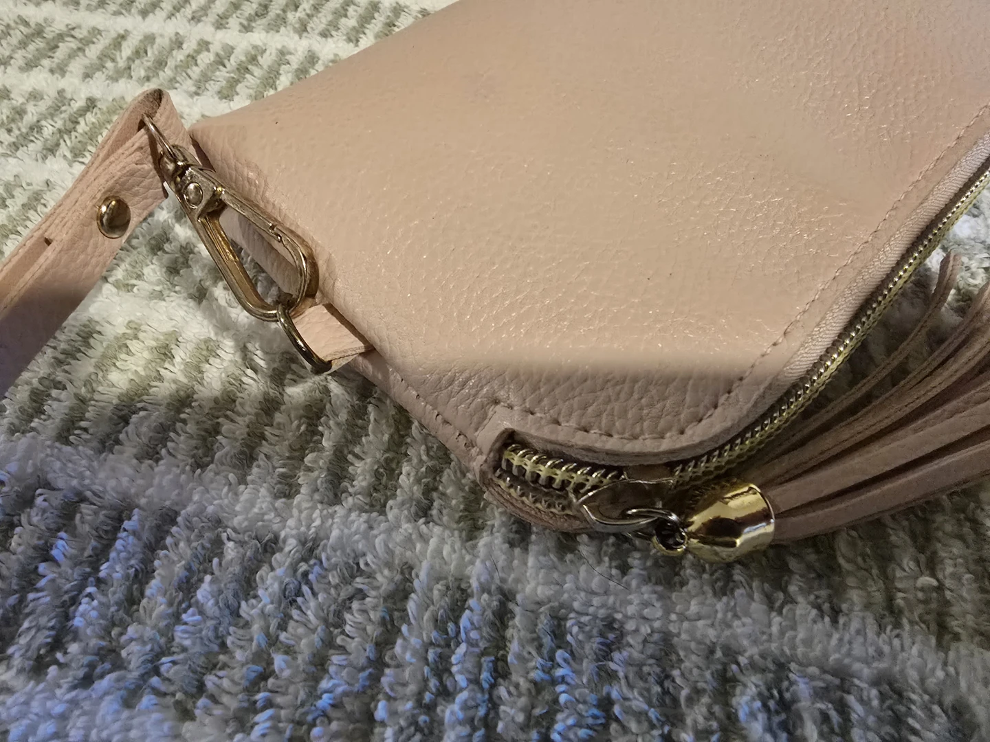 Pale Pink Wristlet Pouch with Tassels