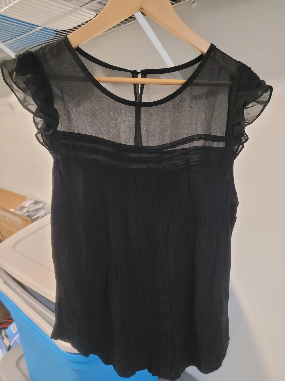 Black Sheer Sleeve Blouse - H&M - Size L