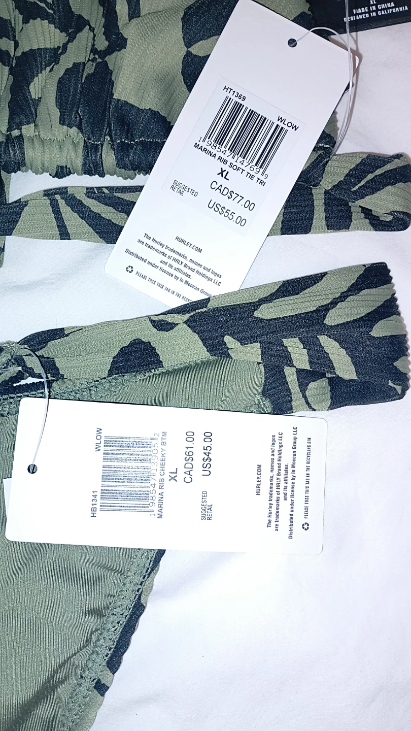 Hurley Makina Rib Soft Tie Tri Bikini Set XL - photo 3