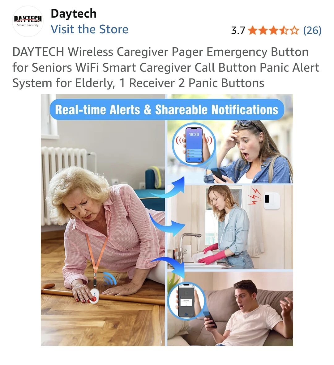 DAYTECH Wireless Caregiver Pager Emergency Button System