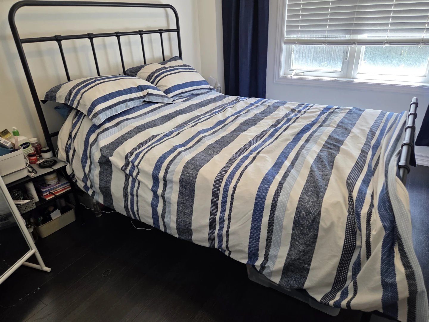 Ikea Metal Double Bed with side tables.