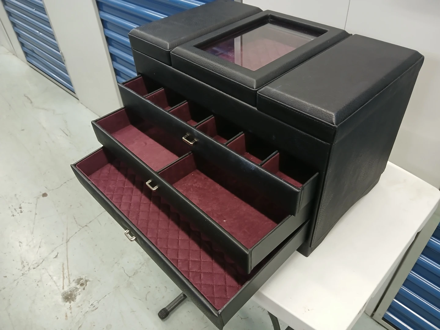 Leather Jewelry Box Organizer with Mirror - photo 5