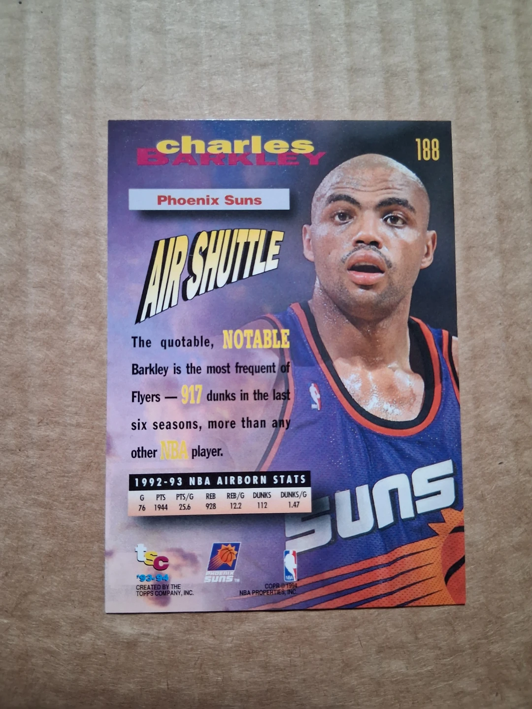 1992-93 Topps SkyBox Charles Barkley Phoenix Suns - photo 2