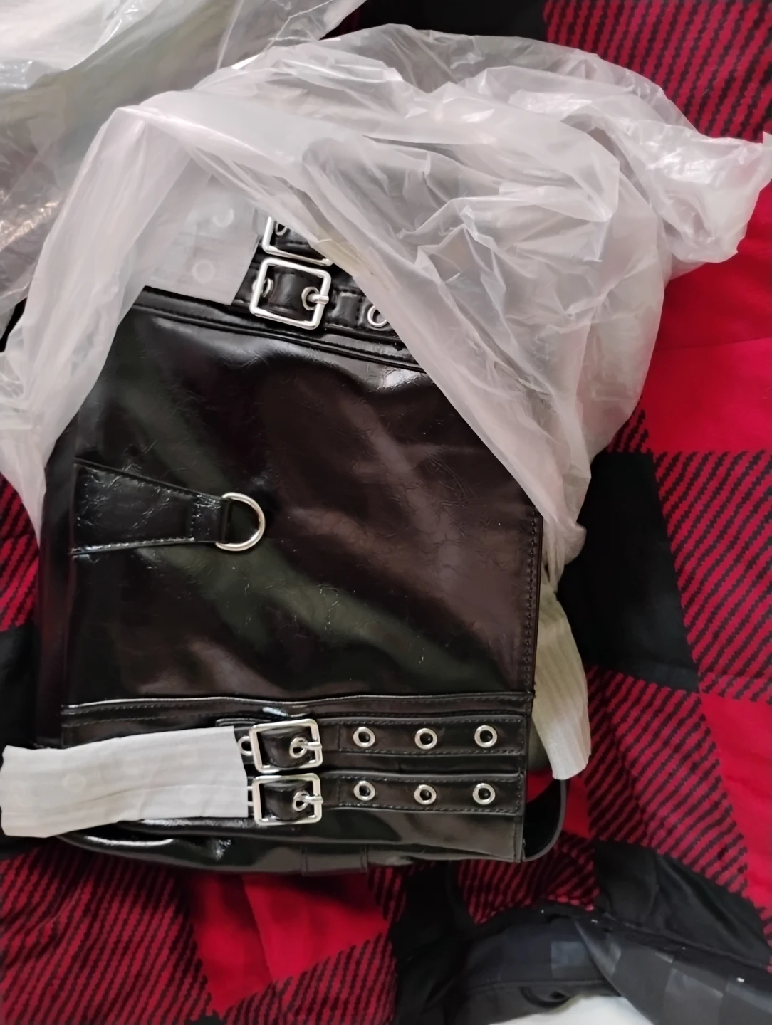 Black Faux Leather Backpack