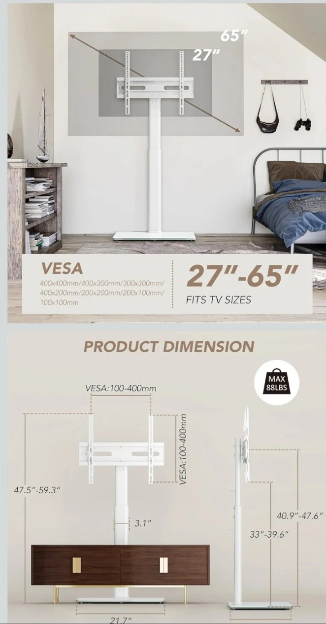White TV Stand Mount for 27"-65" TVs - photo 2