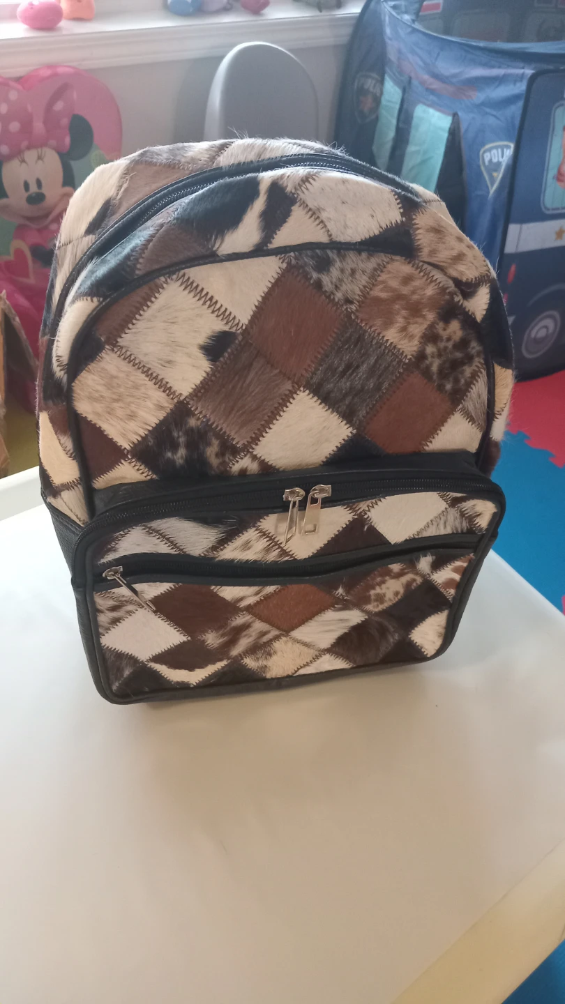 Cowhide Patchwork Leather Backpack