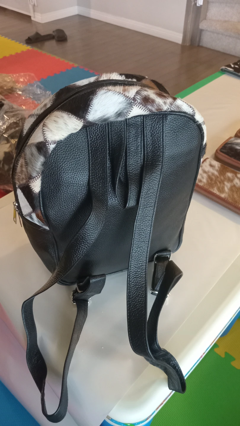 Cowhide Patchwork Leather Backpack - photo 2