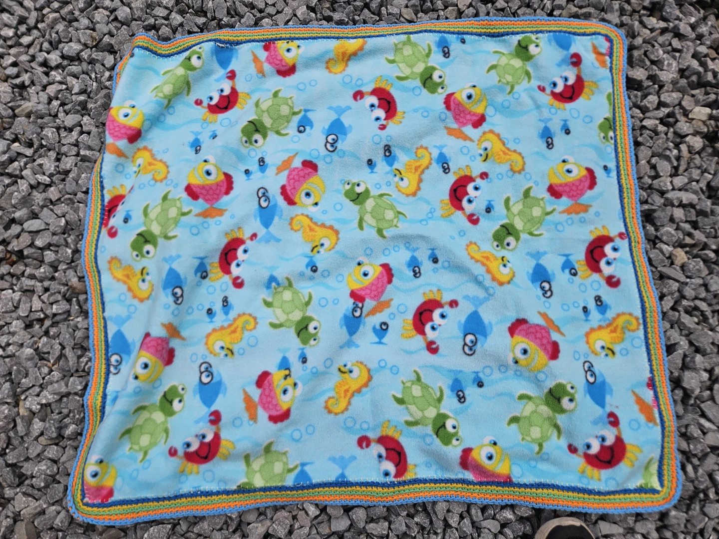 Baby fishy blanket, handmade edging