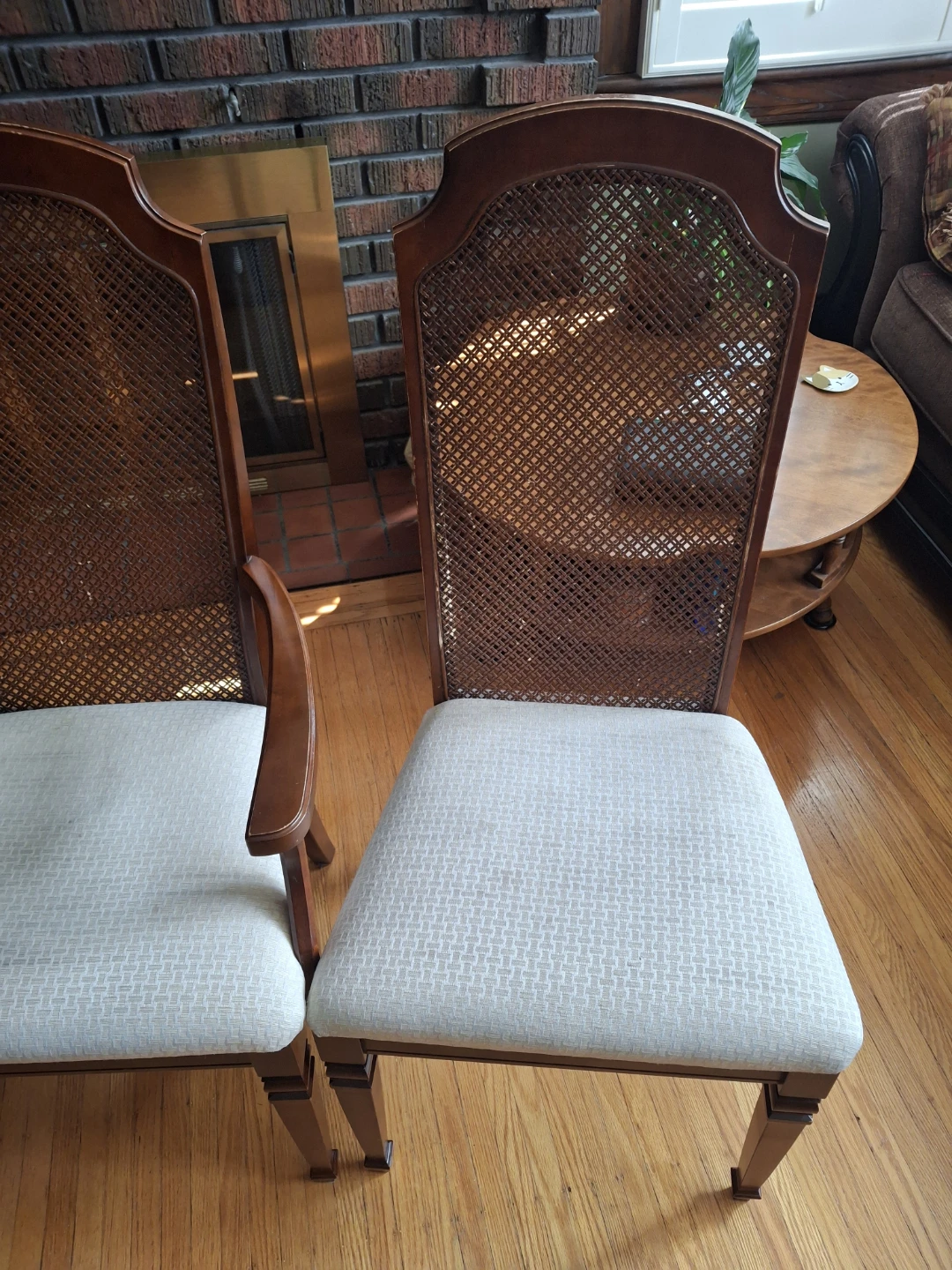 Set of 3 Wood & Cane Dining Chairs - photo 4