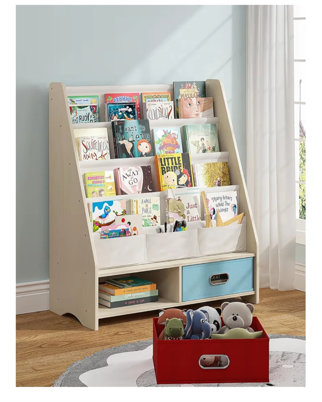 Kids BookShelf with Storage Cube Bins