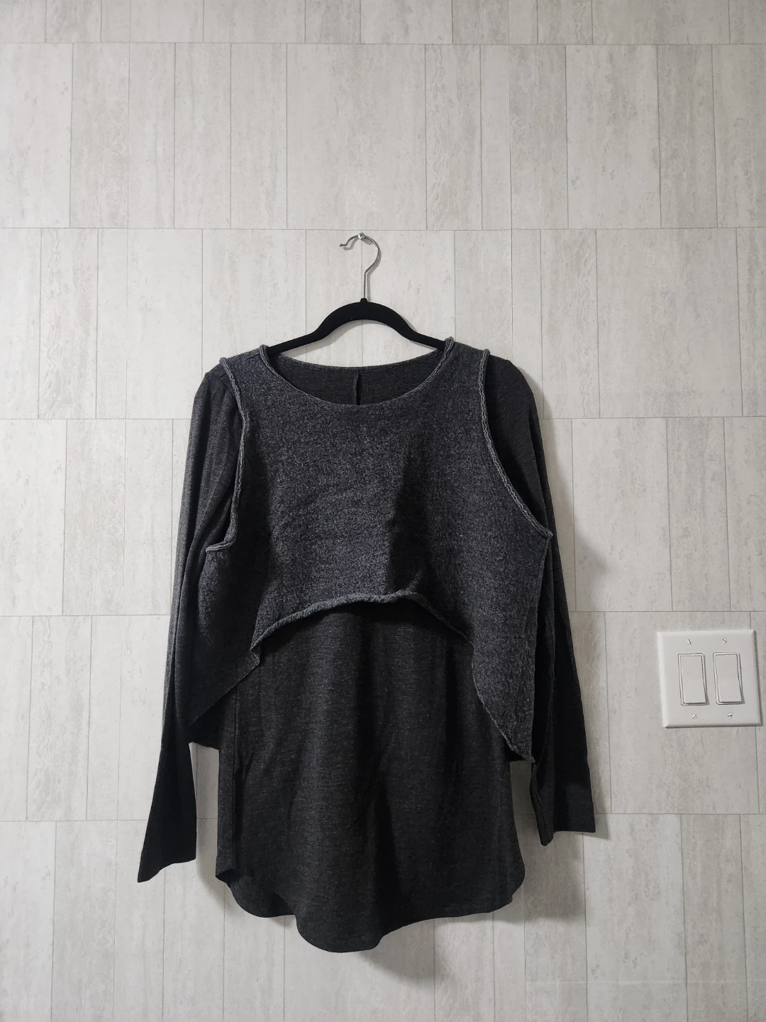 Dark Grey Layered Long Sleeve Top
