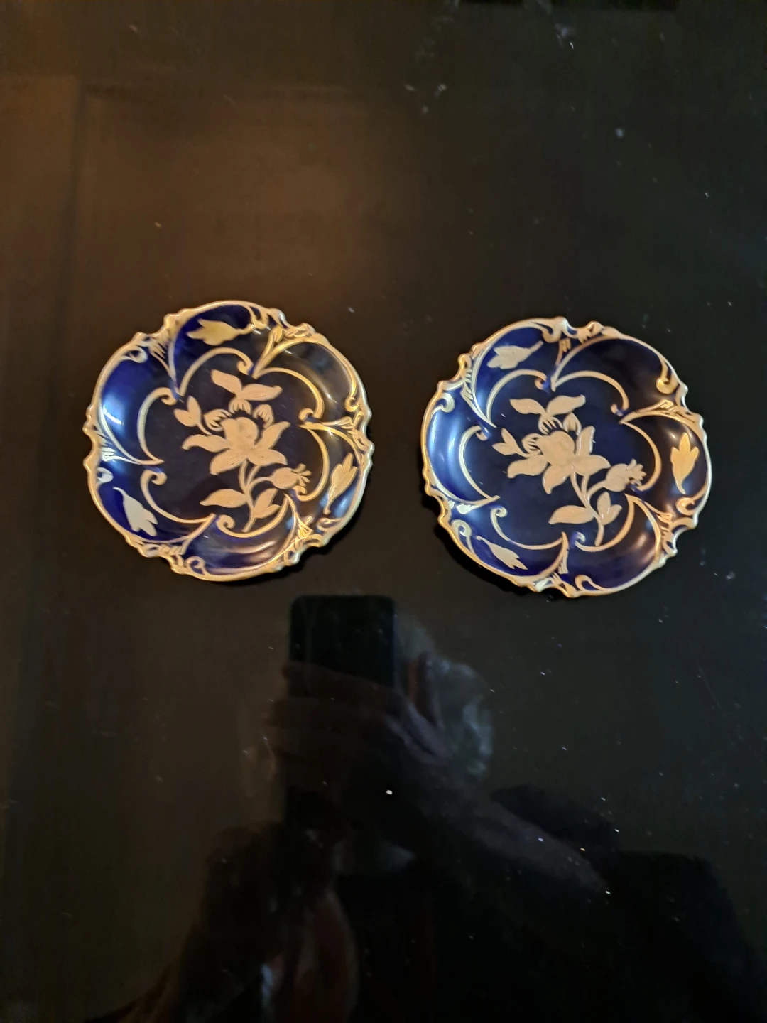 Pair of Decorative Cobalt Blue Plates