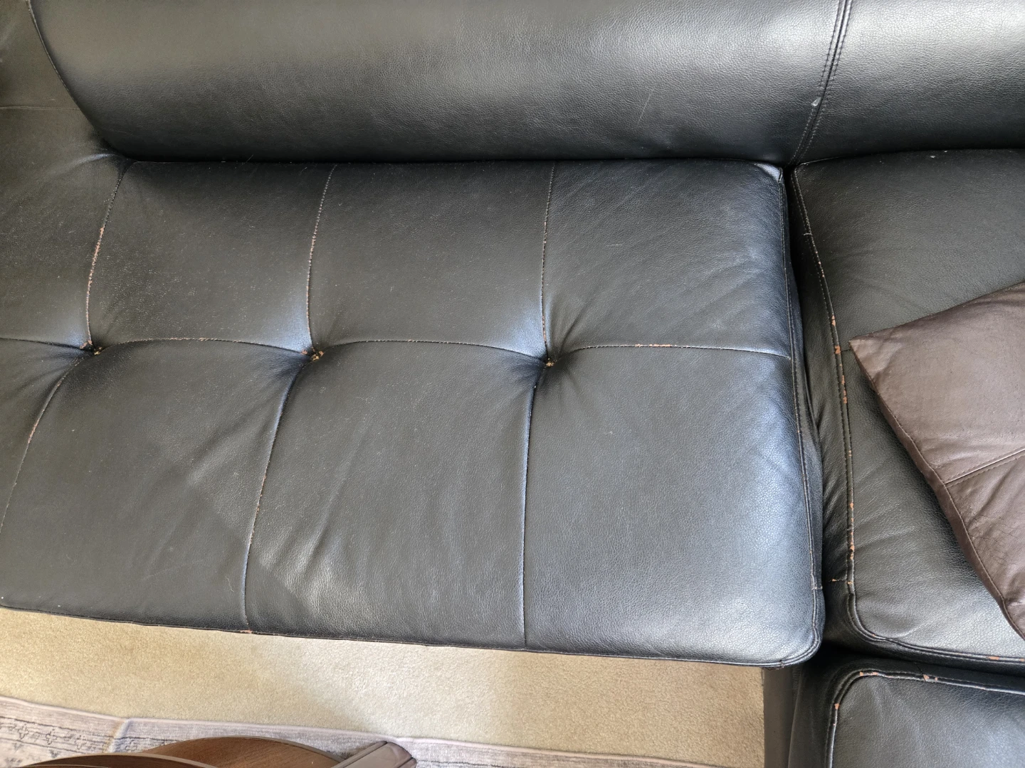 Black Leather Sectional Sofa - photo 2