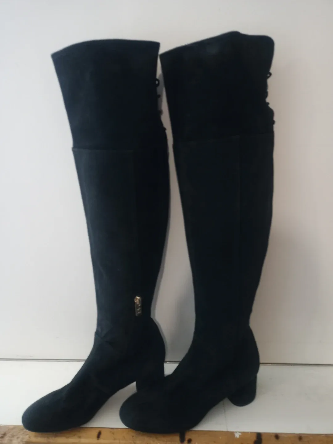 AGL Black Suede Over-the-Knee Boots