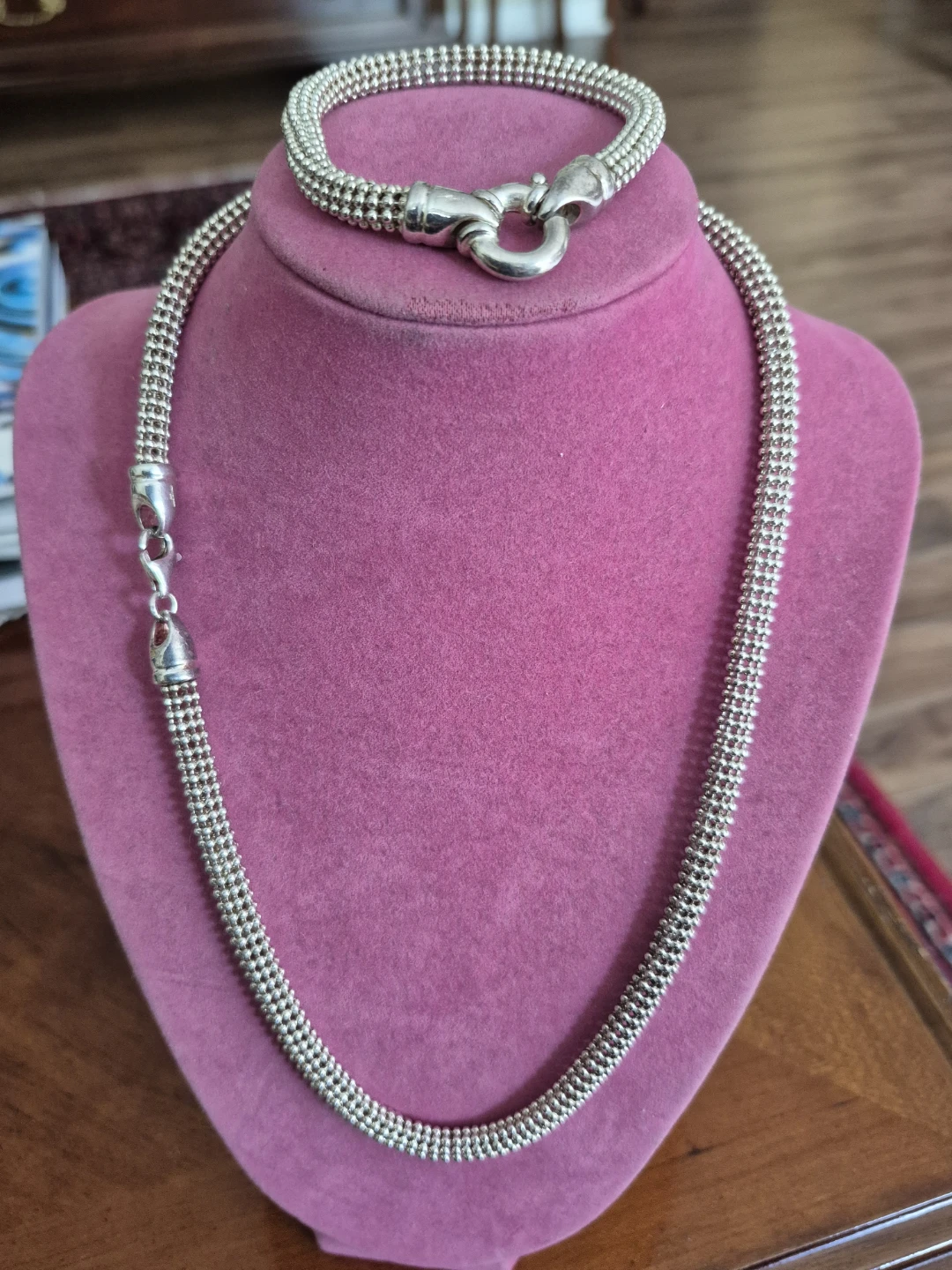Sterling Silver Necklace and Bracelet Set - Made in Italy