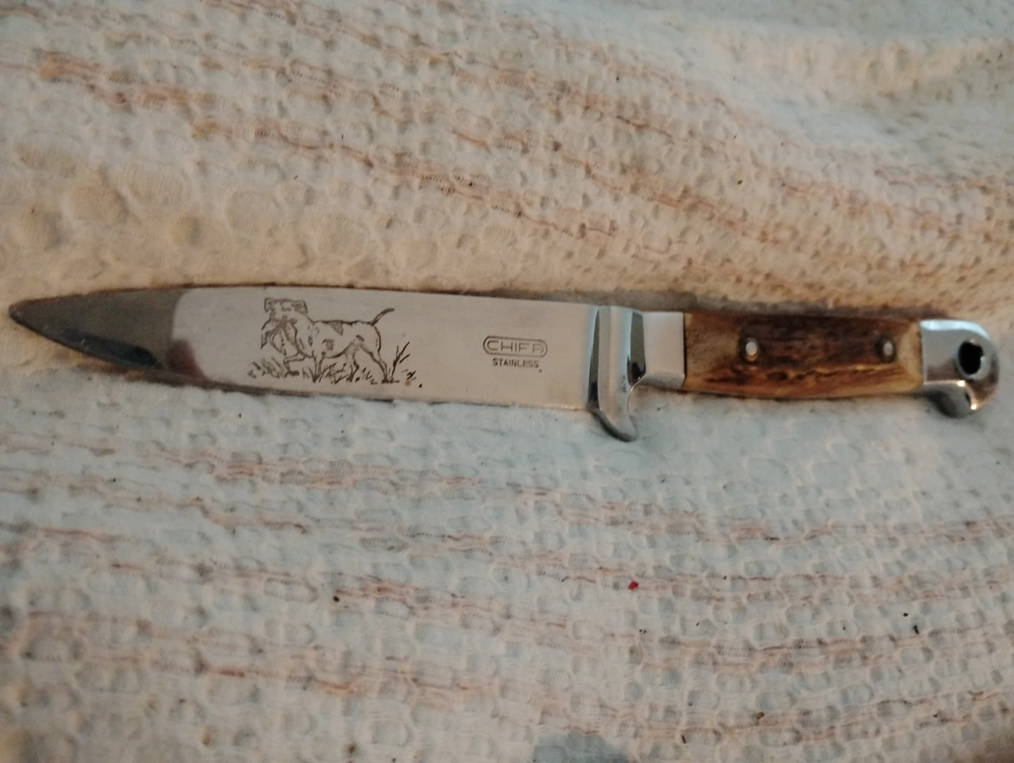 Chifa Stainless Steel Hunting Knife with Dog Engraving
