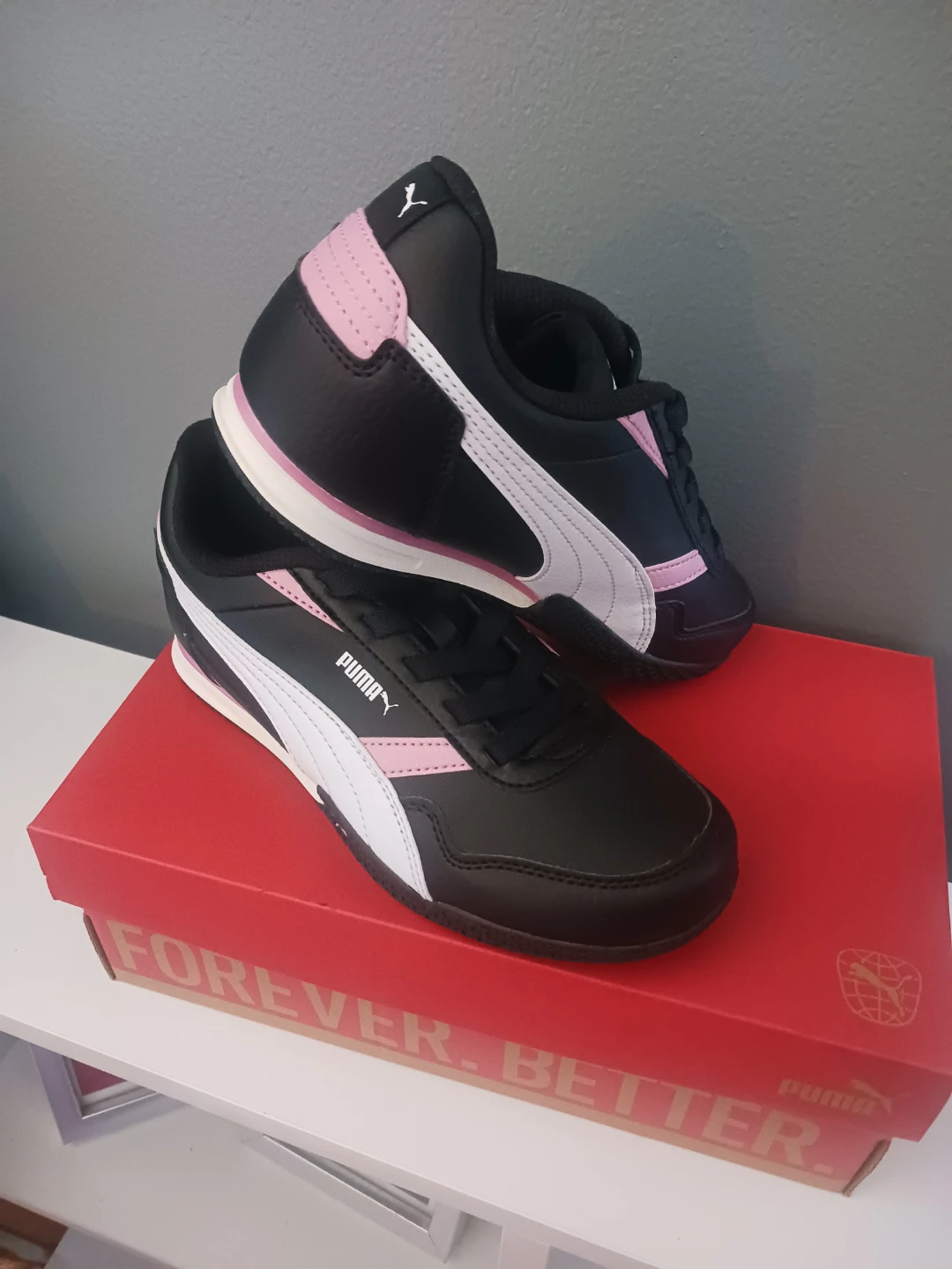 Puma Bella Donna SL AC PS Kids Shoes Black Pink Size 3.5C