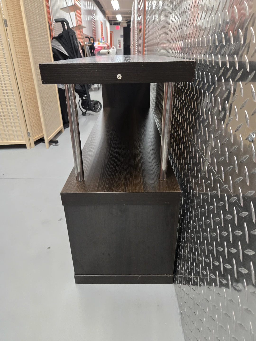 Modern Black-Brown S-Shape Console Table & Media Shelf Unit - photo 3