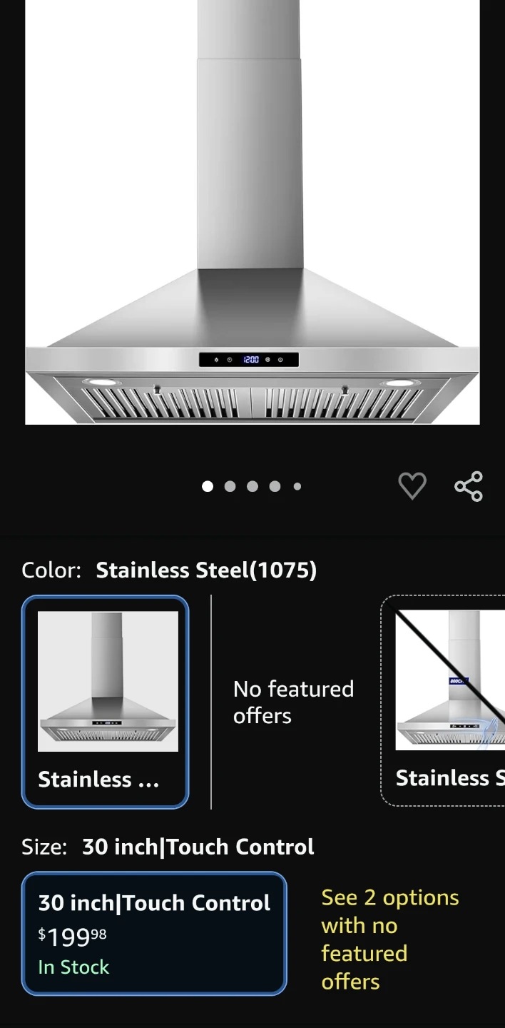 Tieasy Stainless Steel 30" Wall Mount Range Hood