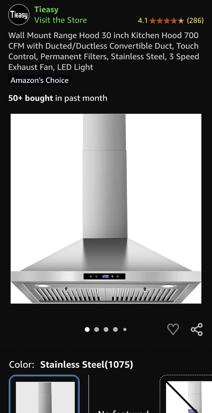 Tieasy Stainless Steel 30" Wall Mount Range Hood - photo 2