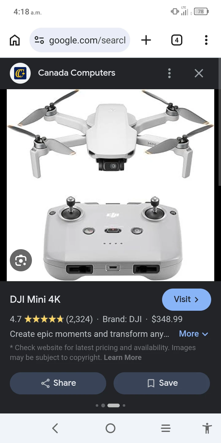 DJI Mini 4K Camera Drone Combo THREE batteries