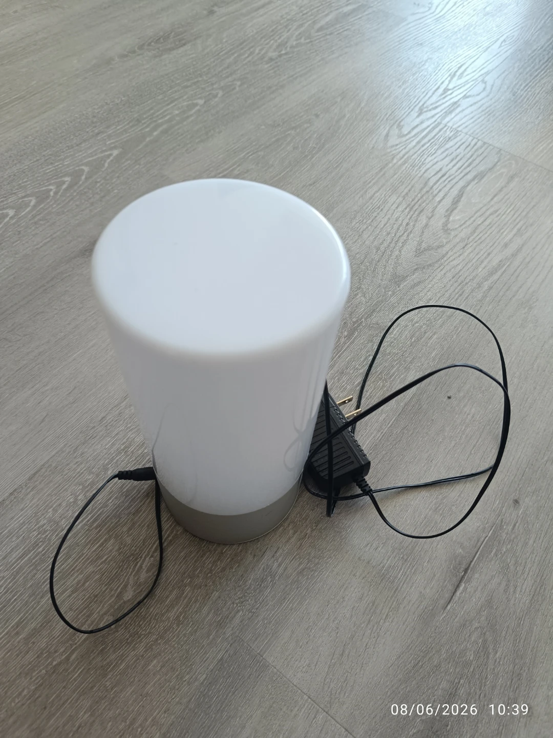 White Cylinder Table Lamp with Power Adapter