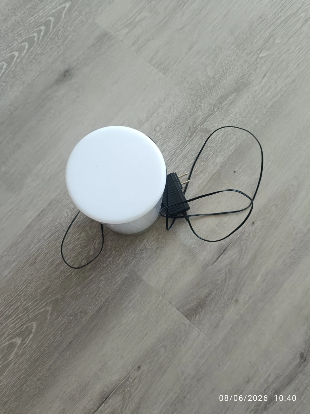White Cylinder Table Lamp with Power Adapter - photo 2