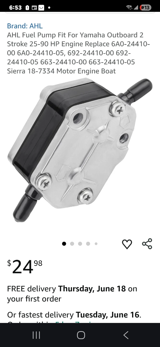 AHL Fuel Pump For Yamaha Outboard 25-90 HP Engine