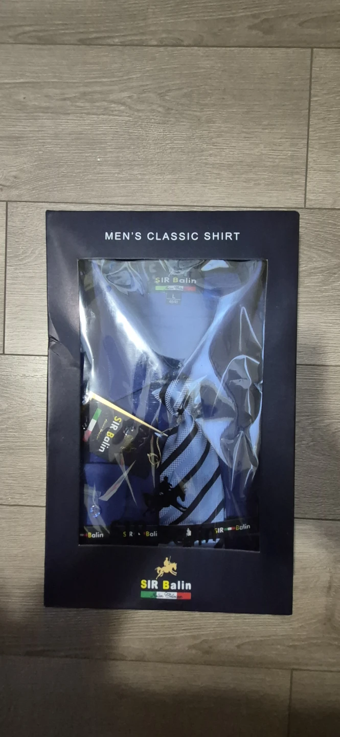 Sir Balin Men's Classic Shirt and Tie Set - Blue, Size L