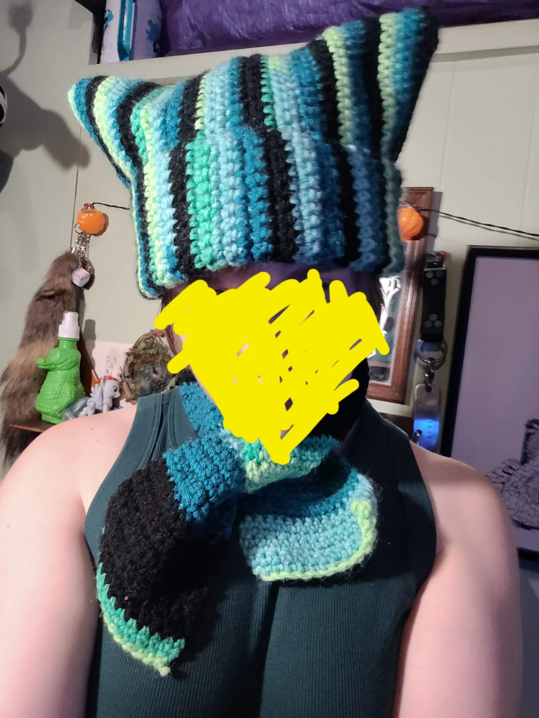 Hand-knitted Cat Ear Hat and Scarf Set