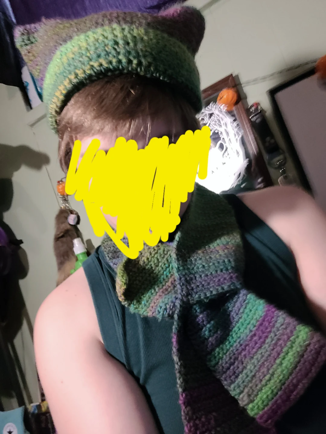 Hand-knitted Cat Ear Hat and Scarf Set - photo 2
