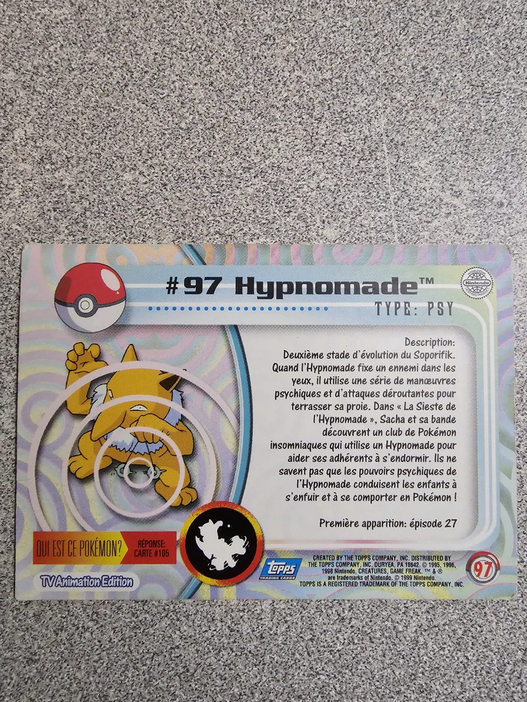 #97 Hypnomade Pokémon Card - photo 2