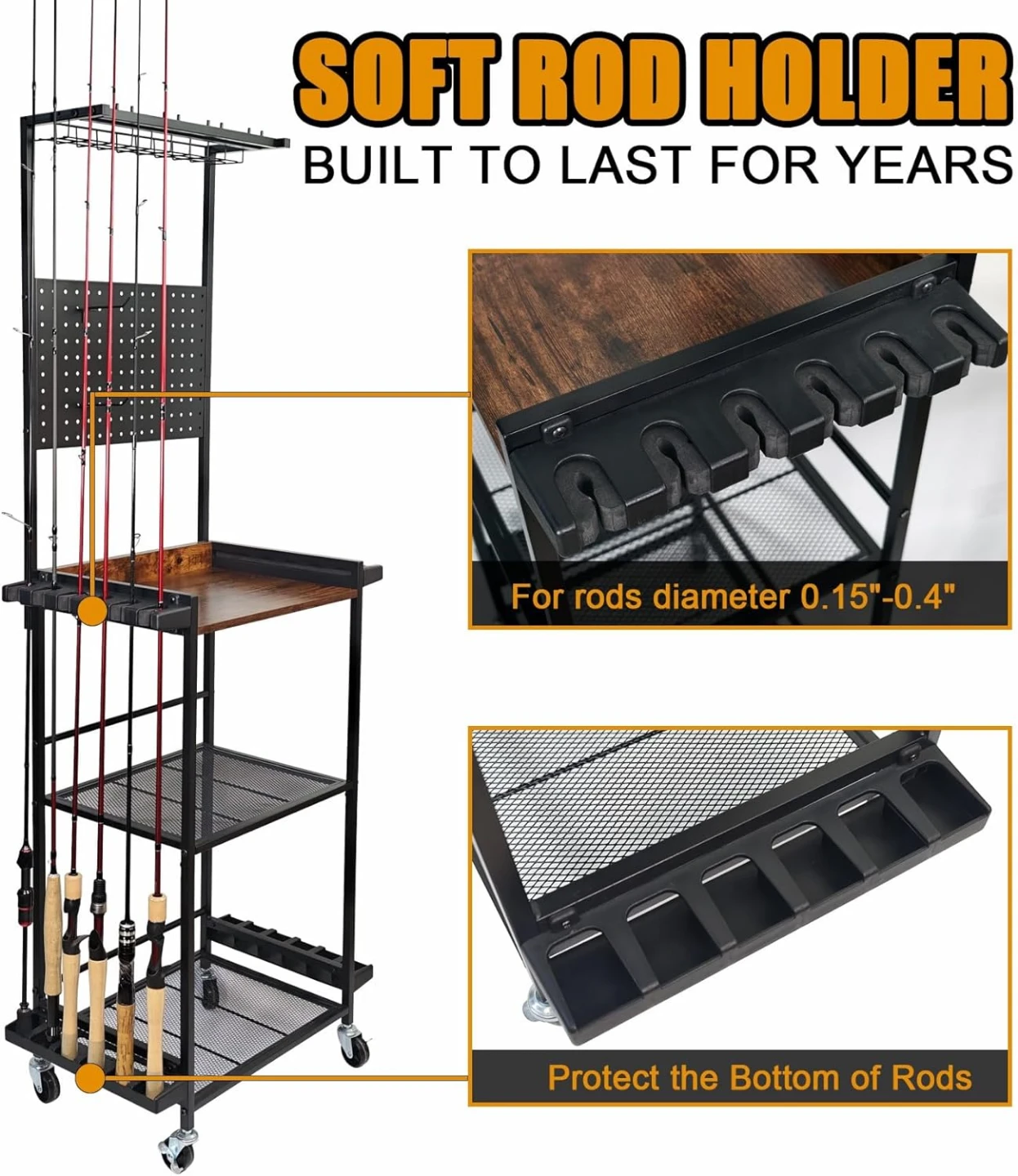 Aventik Fishing Rod Holders 3-Tier Fishing Rod Rack Store - photo 2