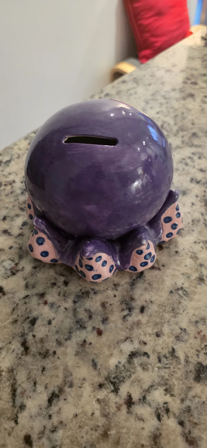 Purple Octopus Ceramic Piggy Bank - photo 3